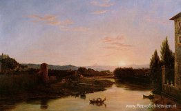 Zonsondergang van de Arno Zonsondergang van de Arno