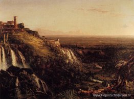 De Cascatelli, Tivoli, kijkend naar Rome (Gezicht op Rome vanuit De Cascatelli, Tivoli, kijkend naar Rome (Gezicht op Rome vanuit