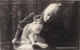 Amelia Van Buren met een kat Amelia Van Buren met een kat