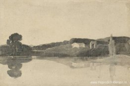 In Mr Whitbreads Park. De Dorische tempel in Southill, Bedfordsh In Mr Whitbreads Park. De Dorische tempel in Southill, Bedfordsh