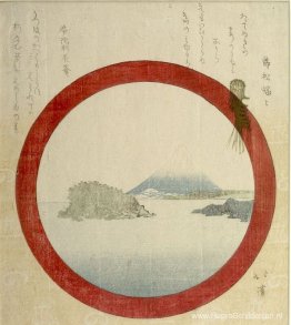 FUJI EN ENOSHIMA DOOR EEN ROND RAAM FUJI EN ENOSHIMA DOOR EEN ROND RAAM