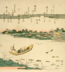 Een veerboot op de Sumida-rivier Een veerboot op de Sumida-rivier