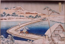 De pontonbrug bij Sano in de provincie Kozuka De pontonbrug bij Sano in de provincie Kozuka