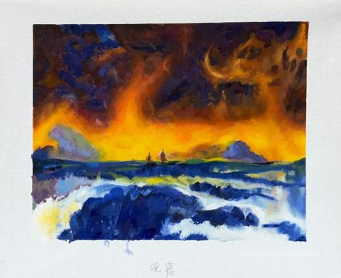 Stormachtige zee – met de hand geschilderde reproductie, foto van het voltooide schilderij