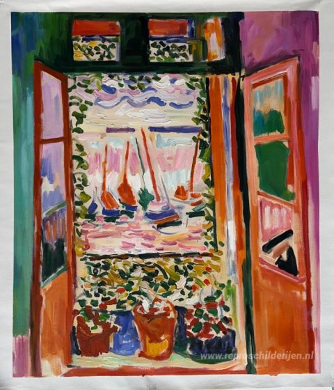 Open raam, Collioure – met de hand geschilderde reproductie, foto van het voltooide schilderij