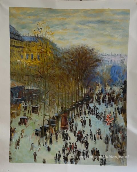 Boulevard van Capucines – met de hand geschilderde reproductie, foto van het voltooide schilderij