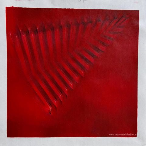 Rood – met de hand geschilderde reproductie, foto van het voltooide schilderij