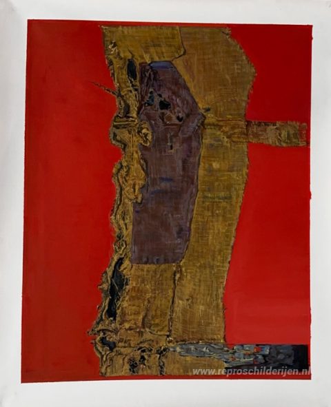 Ontslaan en rood – met de hand geschilderde reproductie, foto van het voltooide schilderij