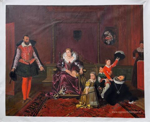 Hendrik IV ontvangt de ambassadeur van Spanje – met de hand geschilderde reproductie, foto van het voltooide schilderij