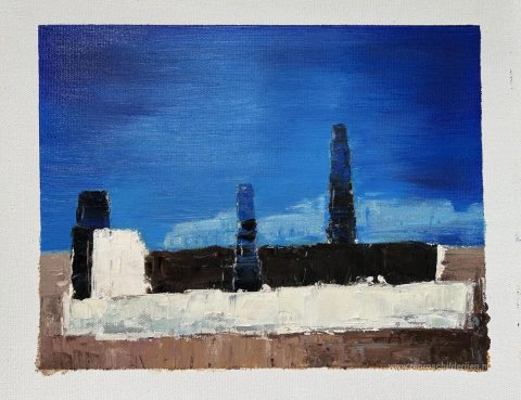 Fiesole – met de hand geschilderde reproductie, foto van het voltooide schilderij