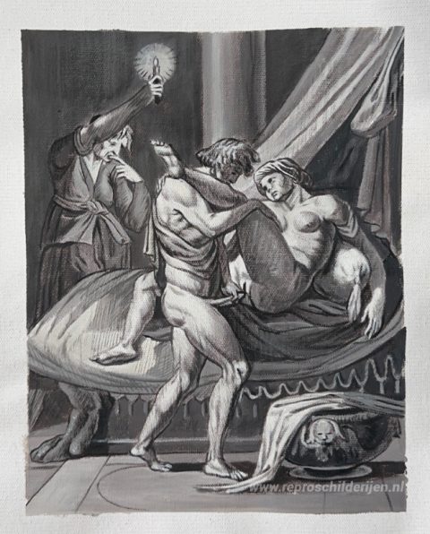 Messalina in de stand van Lisisica – met de hand geschilderde reproductie, foto van het voltooide schilderij