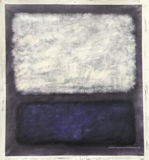 Blauw en grijs – met de hand geschilderde reproductie, foto van het voltooide schilderij