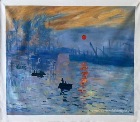 Indruk, zonsopgang – met de hand geschilderde reproductie, foto van het voltooide schilderij