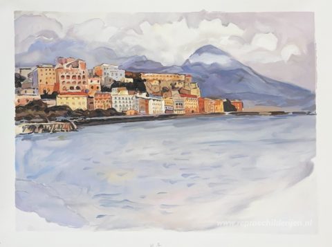 Napels – met de hand geschilderde reproductie, foto van het voltooide schilderij