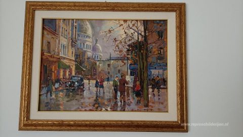 Place du Tertre – met de hand geschilderde reproductie, foto van het voltooide schilderij