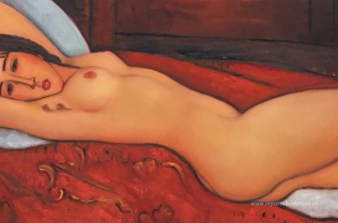 Liggend naakt – met de hand geschilderde reproductie, foto van het voltooide schilderij