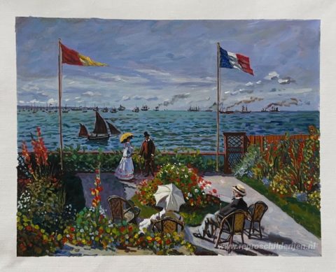 Tuin in Sainte-Adresse – met de hand geschilderde reproductie, foto van het voltooide schilderij
