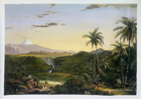 Cotopaxi – met de hand geschilderde reproductie, foto van het voltooide schilderij