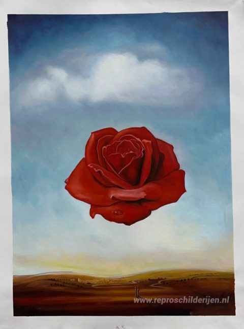 Meditatieve roos – met de hand geschilderde reproductie, foto van het voltooide schilderij
