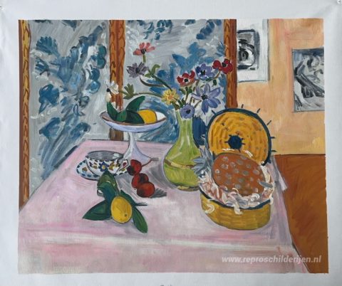 Stilleven met ananas – met de hand geschilderde reproductie, foto van het voltooide schilderij