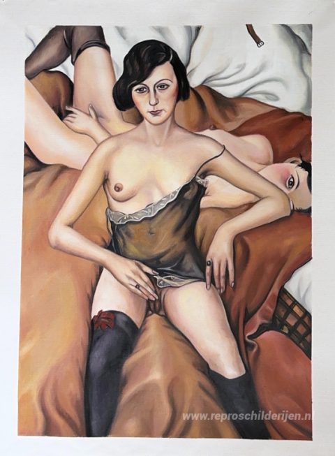 Zwei Madche  – met de hand geschilderde reproductie, foto van het voltooide schilderij