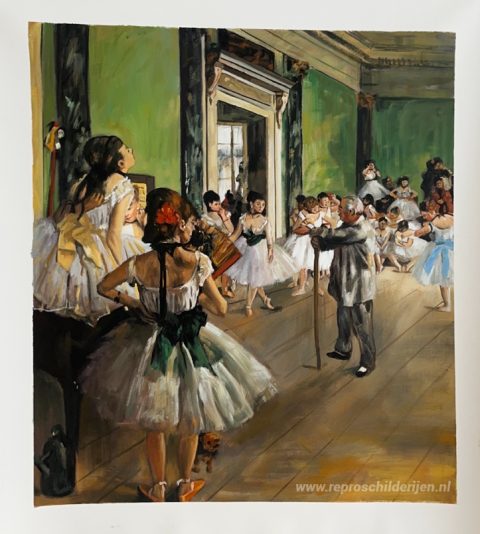 De Balletklas – met de hand geschilderde reproductie, foto van het voltooide schilderij
