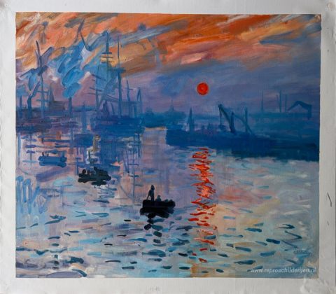 Indruk, zonsopgang – met de hand geschilderde reproductie, foto van het voltooide schilderij