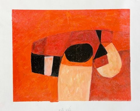 Abstracte compositie – met de hand geschilderde reproductie, foto van het voltooide schilderij