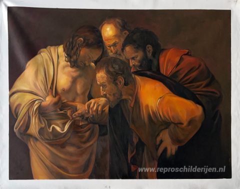 Ongeloof van Sint Thomas – met de hand geschilderde reproductie, foto van het voltooide schilderij