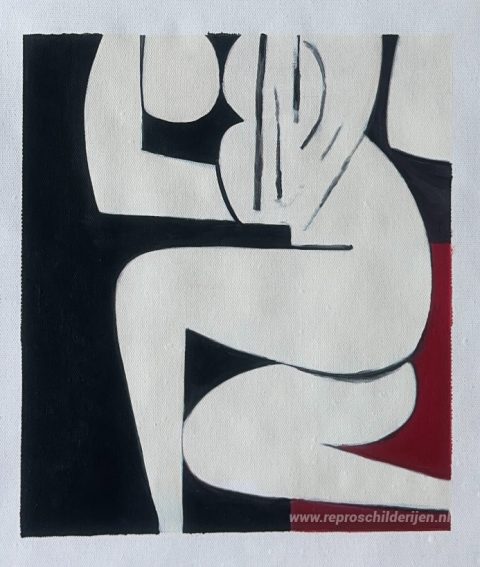 Liggend naakt – met de hand geschilderde reproductie, foto van het voltooide schilderij