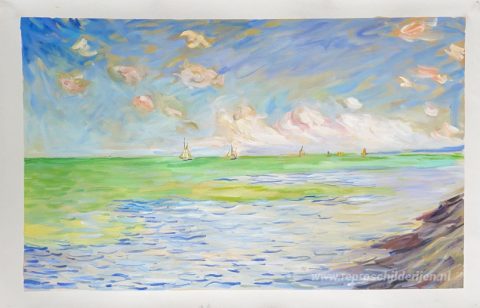 De zee bij Pourville – met de hand geschilderde reproductie, foto van het voltooide schilderij