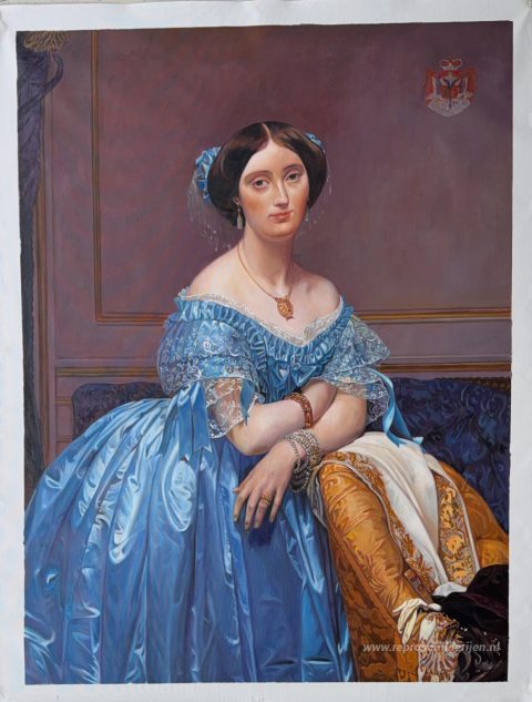 Portret van de prinses de Broglie – met de hand geschilderde reproductie, foto van het voltooide schilderij