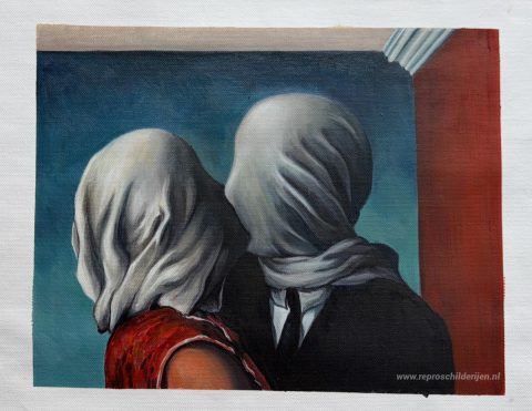 De geliefden – met de hand geschilderde reproductie, foto van het voltooide schilderij