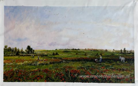 Velden in de maand juni – met de hand geschilderde reproductie, foto van het voltooide schilderij