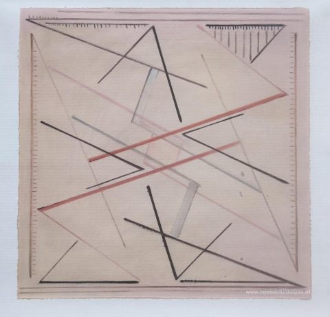 Astrazione di una linea n. 2, disegno – met de hand geschilderde reproductie, foto van het voltooide schilderij