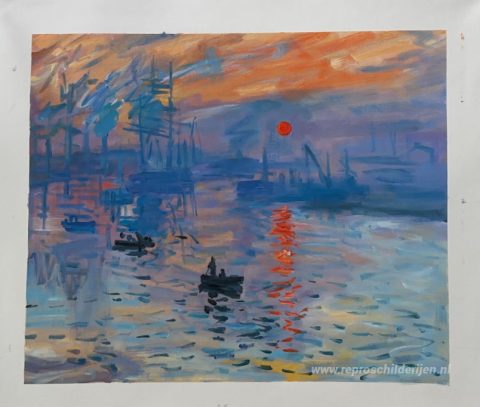 Indruk, zonsopgang – met de hand geschilderde reproductie, foto van het voltooide schilderij