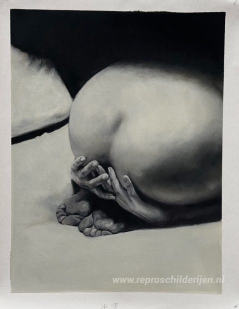 Gebed – met de hand geschilderde reproductie, foto van het voltooide schilderij