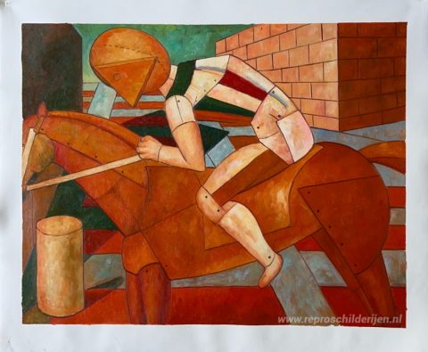 Westerse ruiter  – met de hand geschilderde reproductie, foto van het voltooide schilderij