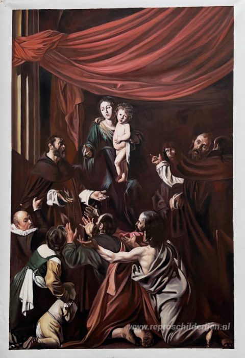 Madonna van de Rozenkrans (Madonna del Rosario) – met de hand geschilderde reproductie, foto van het voltooide schilderij