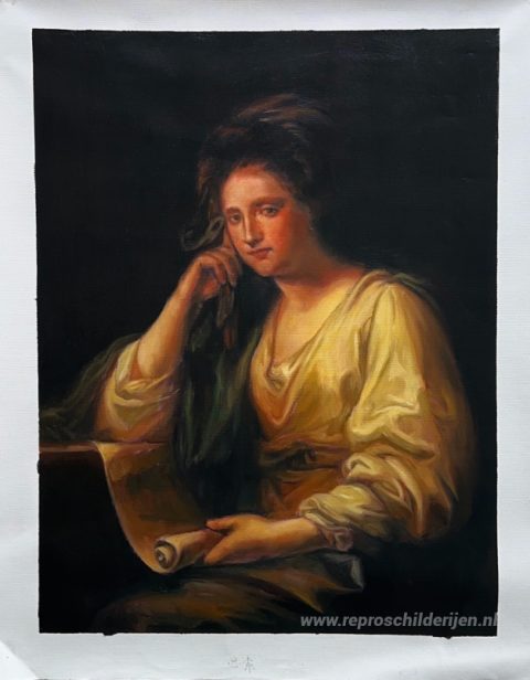 Portret van een jonge vrouw als Sibille – met de hand geschilderde reproductie, foto van het voltooide schilderij