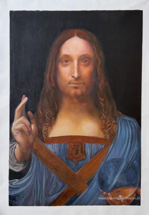 Redder van de wereld – met de hand geschilderde reproductie, foto van het voltooide schilderij