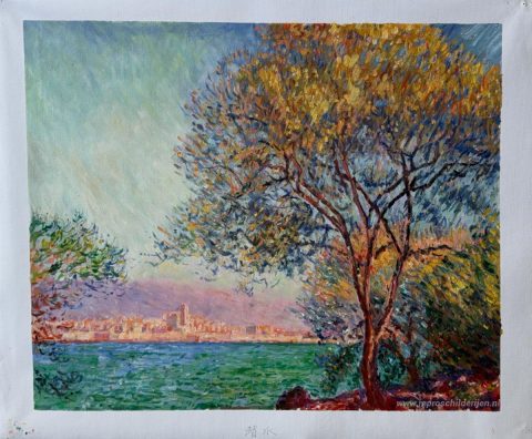 Antibes in de ochtend – met de hand geschilderde reproductie, foto van het voltooide schilderij