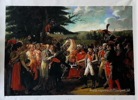 Napoleon ontvangt de sleutels van Wenen – met de hand geschilderde reproductie, foto van het voltooide schilderij