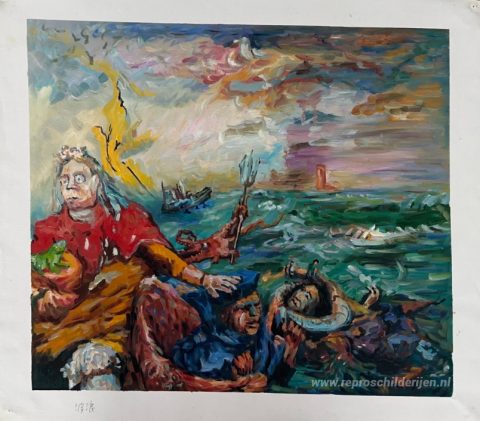 Ascensievormen (of Ascensiekrachten) – met de hand geschilderde reproductie, foto van het voltooide schilderij