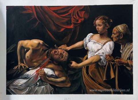 Judith onthoofdt Holofernes – met de hand geschilderde reproductie, foto van het voltooide schilderij