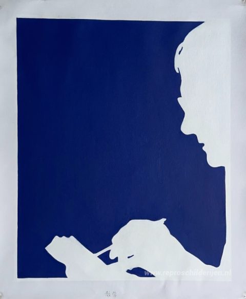 Werp schaduw van Maurice Henry – met de hand geschilderde reproductie, foto van het voltooide schilderij