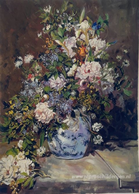 Lente boeket – met de hand geschilderde reproductie, foto van het voltooide schilderij