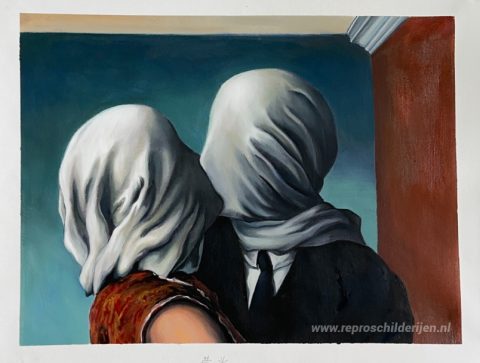 De geliefden – met de hand geschilderde reproductie, foto van het voltooide schilderij