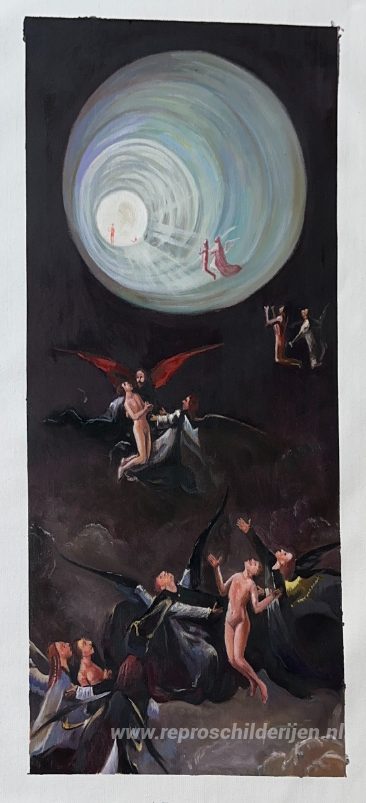 Beklimming van de gezegenden – met de hand geschilderde reproductie, foto van het voltooide schilderij