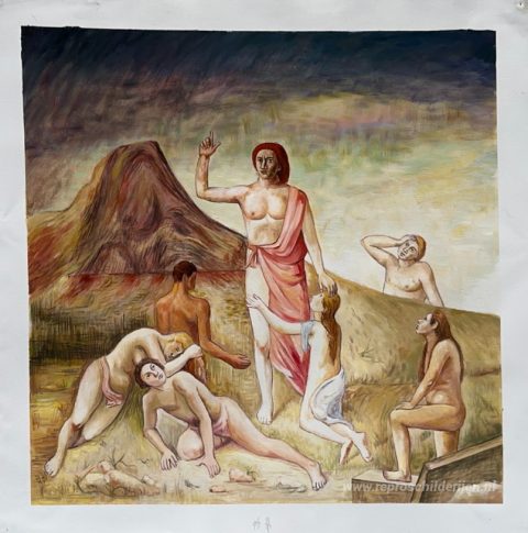 Giudizio Universale  – met de hand geschilderde reproductie, foto van het voltooide schilderij
